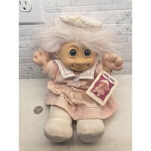 Vintage Russ Troll Kidz Buffy Plush Doll 12" Pink Dress White Stockings